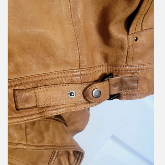 MISSANI LE COLLEZIONI Distressed Leather Motorcycle Jacket Men L Sportcoat Tan G - Picture 6 of 16